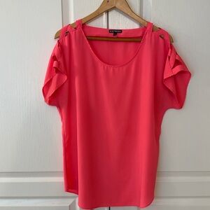 Express Women's Hot Pink Blouse with Criss Cross Sleeves